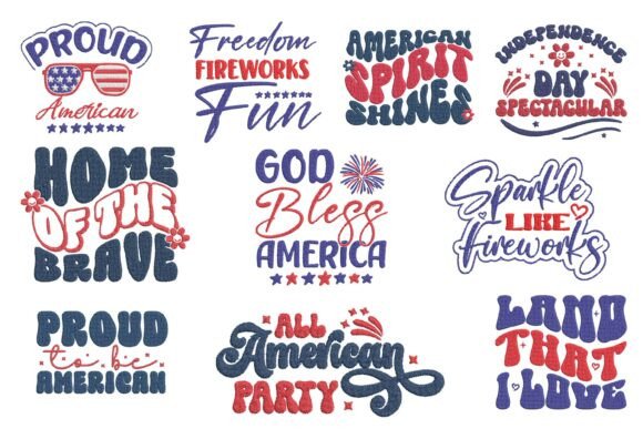 4th of July Patriotic Embroidery Bundle