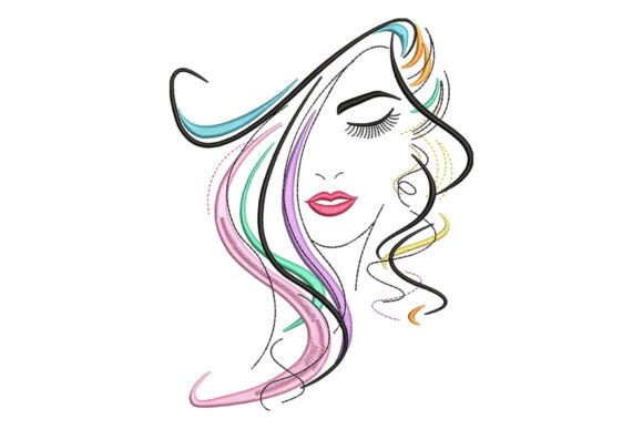 Colorful Woman Face Embroidery