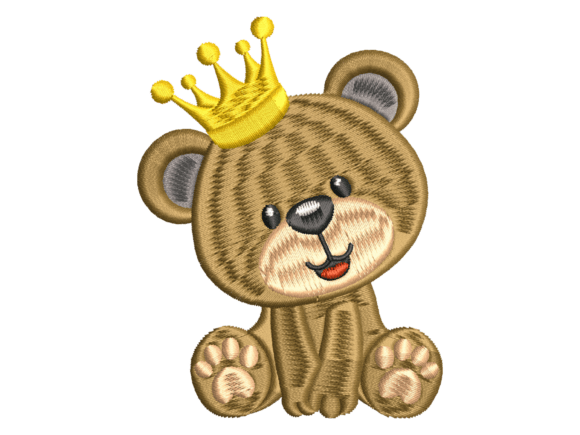 Crown Teddy Bear Embroidery Design