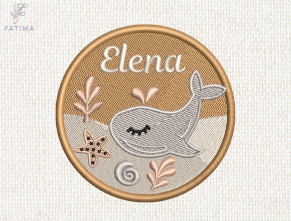 Custom Whale Patch Embroidery Design