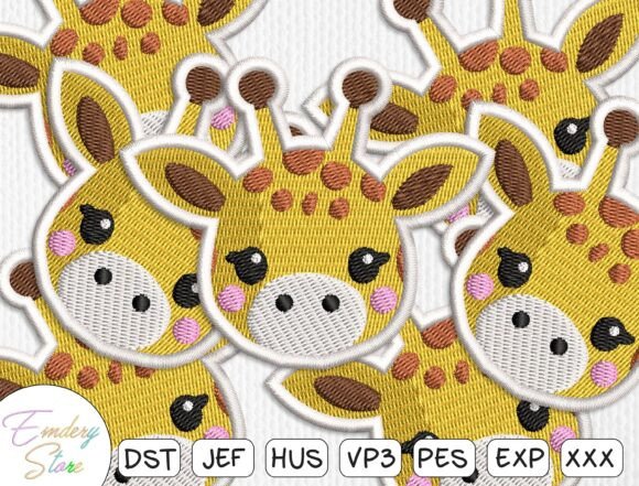 Cute Giraffe Patch Embroidery Design