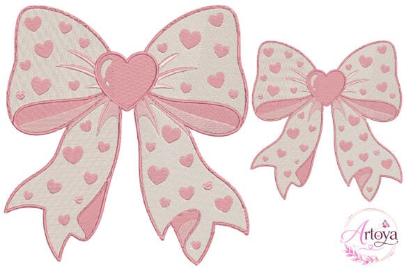 Cute Heart Bow Embroidery Design