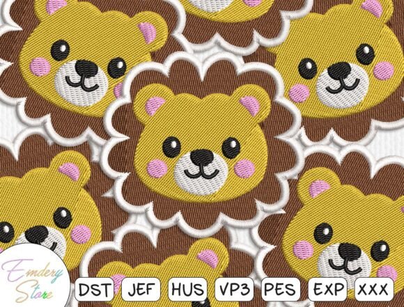 Cute Lion Patch Embroidery Design