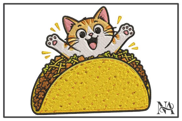 Cute Taco Cat Embroidery Design