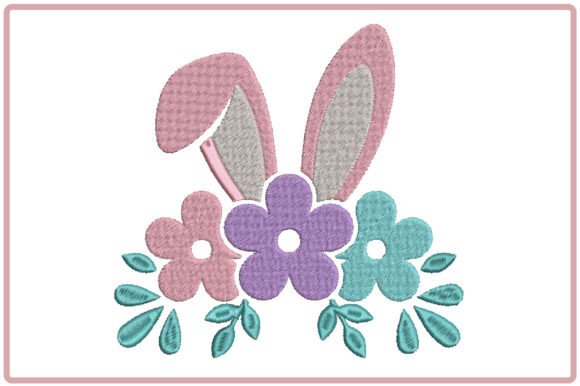 Floral Easter Bunny Ears Embroidery