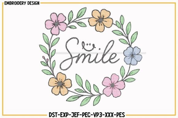 Flower Smile Machine Embroidery Design