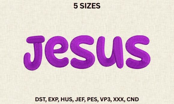 Jesus DST PES Pattern Word Embroidery