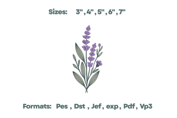 Lavender Floral Sprig Embroidery