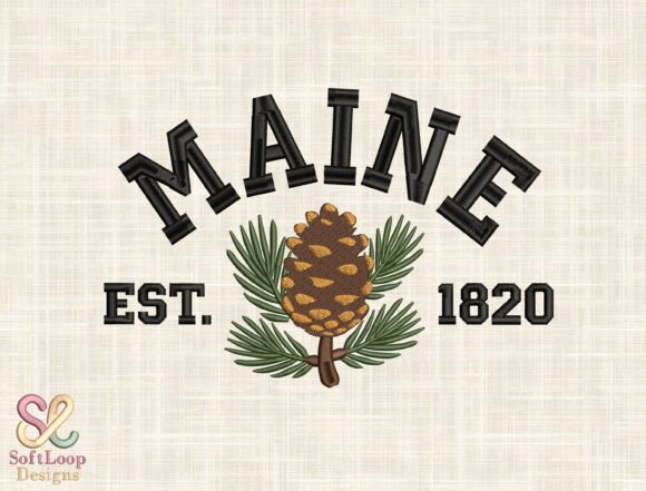 Maine Pinecone Embroidery Design