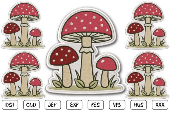 Mushroom Trio Patch Embroidery
