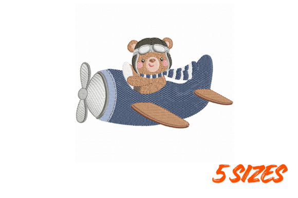 Pilot Teddy Bear Embroidery Design