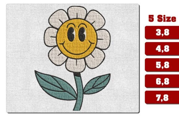 Smiley Daisy Machine Embroidery Design