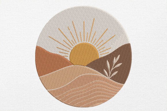 Sunrise Landscape Embroidery Design