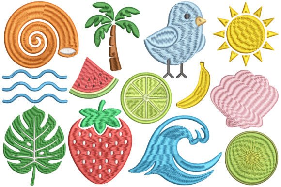 Tropical Summer Embroidery Design Bundle