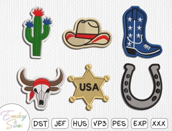 USA Rodeo Patch Set Embroidery Design