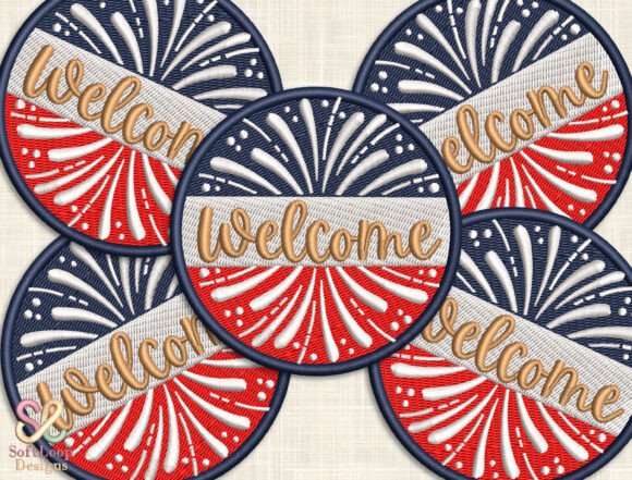 WELCOME Fireworks Patch Embroidery File