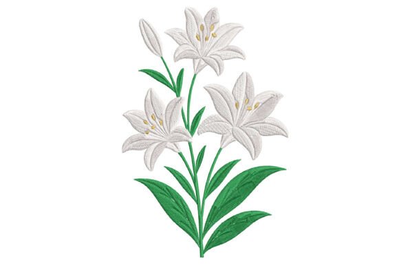 White Lily Flower Embroidery Design